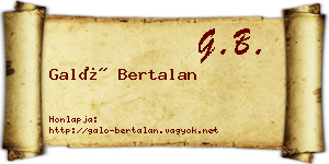 Galó Bertalan névjegykártya